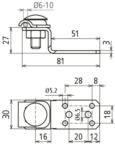 Oeillet de raccordement en aluminium en forme de Z Dehn avec cadre de serrage - 377100 [2 pièces]