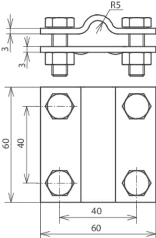 Dehn Cross Unit Acier inoxydable Pour Fl 30/30mm Rd 8-10/Fl 30mm - 318209