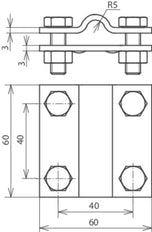 Dehn Cross Unit Acier inoxydable Pour Fl 30/30mm Rd 8-10/Fl 30mm - 318209
