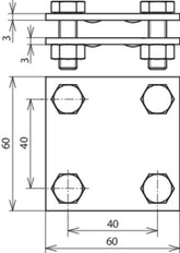 Dehn Cross Unit StSt V4A Pour FL 30/30mm Dimension 60x60mm - 318233