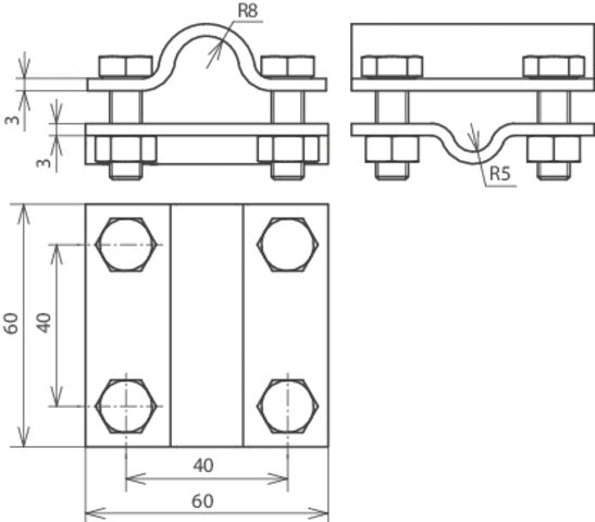 Dehn Cross Unit St Tzn 8-10 16mm Rd 16 Fl 30mm Sans Intermédiaire - 318252