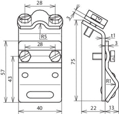 Dehn Pince à gouttière ST/TZN pour cordon 13-25mm avec taquet à deux vis - 338000