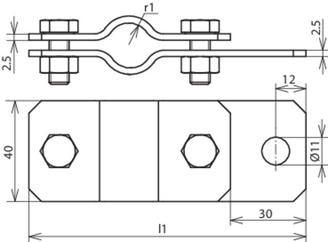 Dehn Earthing Pipe Clamp D 17mm With Bore D 11mm StSt - 410309