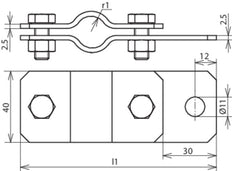 Dehn Earthing Pipe Clamp D 17mm With Bore D 11mm StSt - 410309