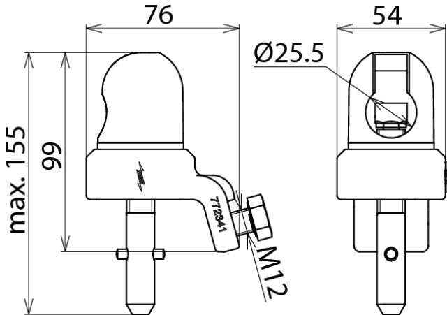 Tête sphérique réglable D 25mm avec axe en T pour câbles - 772341