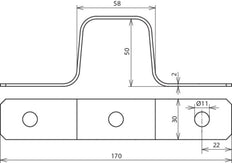 Dehn Expansion Piece Flat Al 30x2mm L170 3xB11 - 374020 [2 pieces]