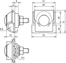 Dehn FS Clamp for 2-Fold Connection Air Terminal Rod - 380116