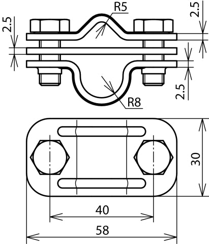 Dehn Uni Disconnecting Clamp StSt For Rd 8-10/16mm With Plate - 459119