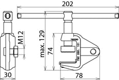 Dehn Earth Milling Clamp For Flat Profiles 30mm With Tommy Bar - 792030