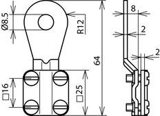 Dehn Eksg 8 Aq6 16 Cugalzn Earthing Cable Lug 6-16mm2 M8 Supply - 444008