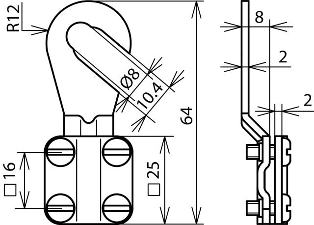 DEHN EKSO 8.10 AQ6 16 CUGALZN Cosses de mise à la terre 6-16mm M8/M10 - 444010