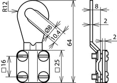 DEHN EKSO 8.10 AQ6 16 CUGALZN Cosses de mise à la terre 6-16mm M8/M10 - 444010