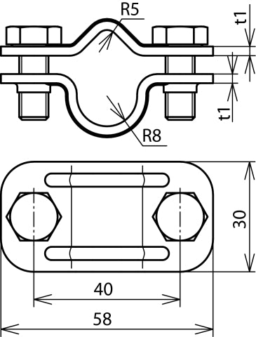 Dehn UTK 8.10 16 V2A collier de déconnexion en acier inoxydable - 459019