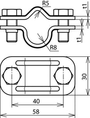 Dehn UTK 8.10 16 V2A collier de déconnexion en acier inoxydable - 459019