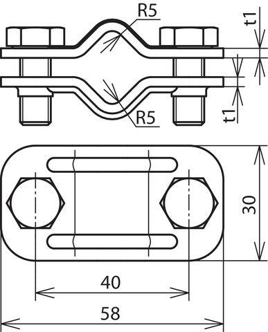 Dehn Collier de déconnexion en acier inoxydable pour 2x Rd 8-10mm - 459029