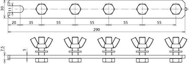 Dehn Barre de mise à la terre 290mm avec vis M10x35 Support - 466192