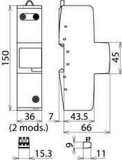 DEHN DVCI 1 255 FM Parafoudre combiné Type 1+2 Protection monophasée - 961205