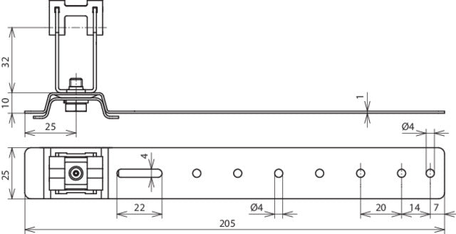 Support de conducteur de toit Dehn H 32mm Rd 8mm Al/StSt L 205mm - 206171 [2 pièces]