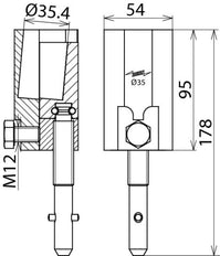 Dehn D 35mm Round Bolt Clamp With T Pin For 16-150mm2 Cables - 715312