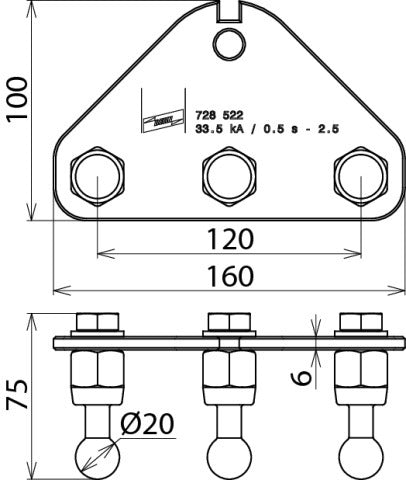 Plaque de connexion à la terre de Dehn avec points de boule fixes - 728522