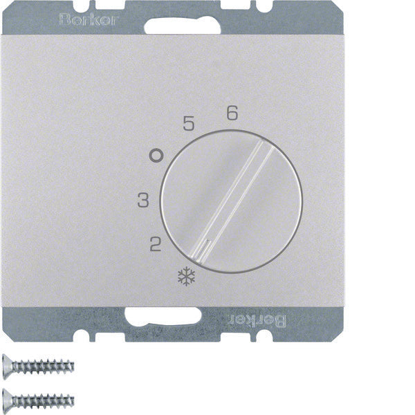 Hager Berker Room Thermostat With Change Over Contact K5 Aluminum - 20267103