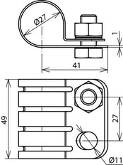 Dehn StSt Élément de connexion pour conducteur d'alimentation HVI D 27mm - 410239