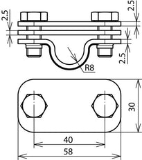 Collier de déconnexion en acier inoxydable Dehn Uni avec plaque - 459159