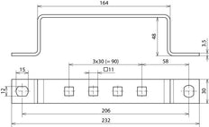 Dehn ES 4AP Barre de mise à la terre en acier inoxydable avec bornes 1x4 - 472309