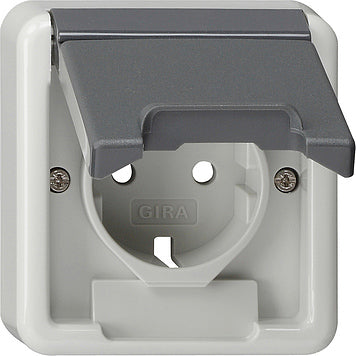 Gira Couvercle de prise pour montage en saillie gris avec broche de terre - 092030