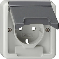 Gira Couvercle de prise pour montage en saillie gris avec broche de terre - 092030
