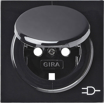 Gira Couvercle de prise avec broche de terre et couvercle rabattable S-Color Black - 092247