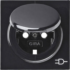 Gira Couvercle de prise avec broche de terre et couvercle rabattable S-Color Black - 092247