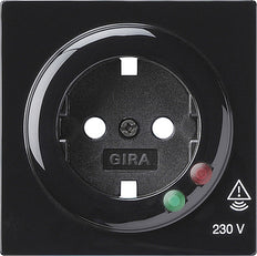 Gira S-Color Couvercle de prise Schuko noir avec protection contre les surtensions - 144147