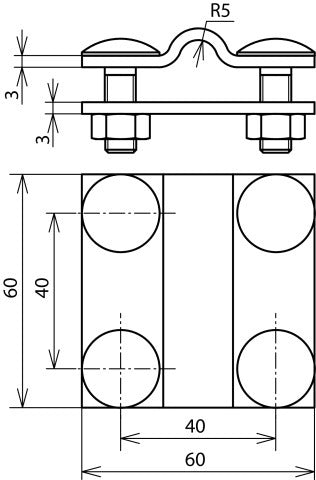 Unité transversale en acier inoxydable pour Rd 8-10mm Fl 30mm Sans Intermédiaire - 318239
