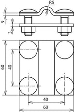Unité transversale en acier inoxydable pour Rd 8-10mm Fl 30mm Sans Intermédiaire - 318239