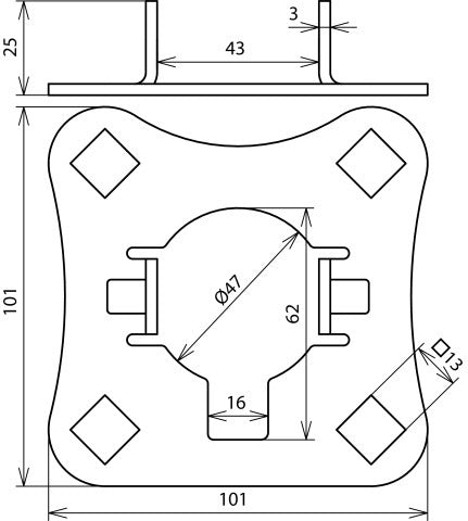 Dehn AP SR D50 4AE HVI V2A Plaque de connexion pour tubes de support - 819288