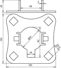 Dehn AP SR D50 4AE HVI V2A Plaque de connexion pour tubes de support - 819288