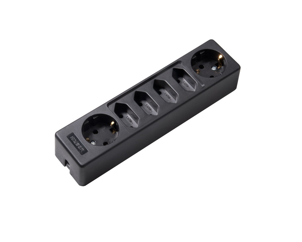Martin Kaiser 6-Way Socket with Shutter 2xSchuko 4xEuro 2.5Amp Outlets - 1012K/sw [30 Pieces]