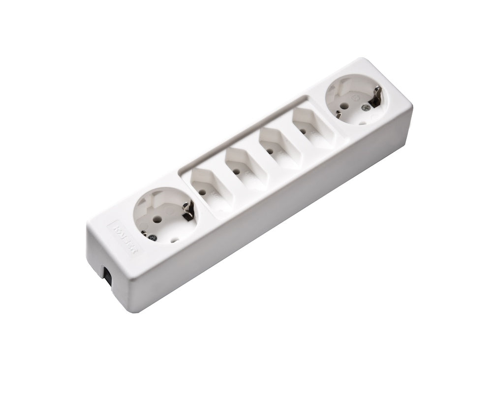 Martin Kaiser 6-Way Socket With 2 Schuko and 4 Euro Outlets and Shutter - 1012K/kws [30 Pieces]