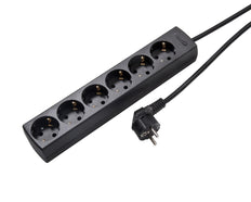 Martin Kaiser 6-Way 45 Degree Socket With Earthing Contact And 3m Cable Black - 1086ZL3-15W/sw [8 Pieces]