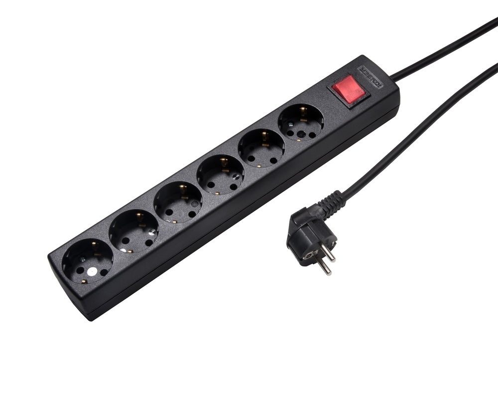 Martin Kaiser 6-Way Socket 45 degrees Earthing Contact Switch Cable 5m - 1033ZL5-15W/sw [5 Pieces]