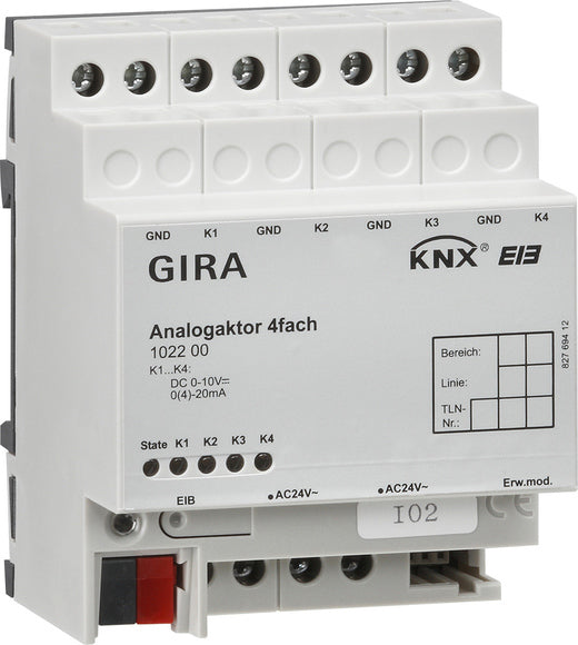 Gira Knx Actionneur Analogique 4 Canaux Rail Din - 102200