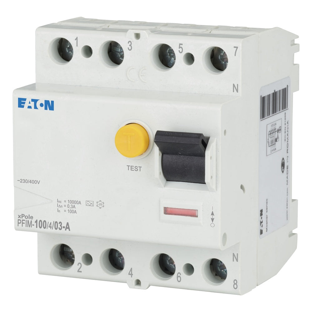 Eaton PFIM 4P 100A Type A RCCB Disjoncteur Différentiel - 102871