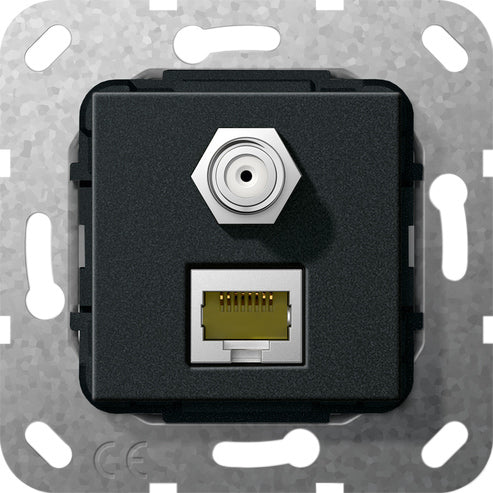 Gira RJ45 Cat6A Réseau Et Prise Combo SAT-F Noire - 569710