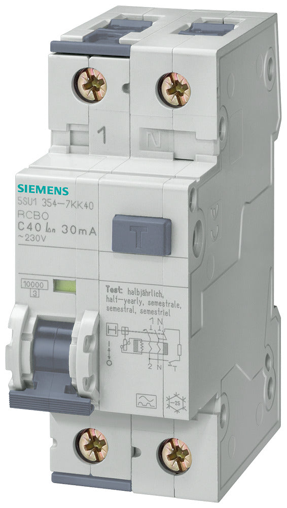 Disjoncteur RCBO Siemens 6A 30mA Type A 10kA - 5SU13547KK06