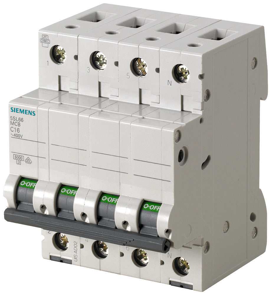 Siemens 5SL6616-7 Circuit Breaker 3P+N 16A 400V 6kA - 5SL66167