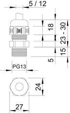 Gaine De Câble IP68 PG13.5 Fil Long Gris Argent - 2024209 [5 Pièces]