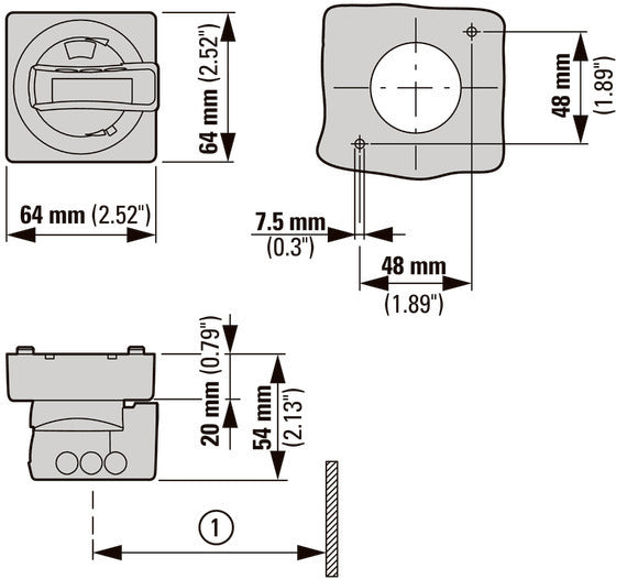 Eaton PKE-XH Door Coupling Rotary Handle Black - 142416