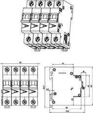 Eaton Faz-C16/4 Disjoncteur MCB 4 Pôles 16A - 279061