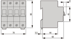 Eaton FAZ 3P+N MCB Circuit Breaker 20A B-Curve 15kA - 278950